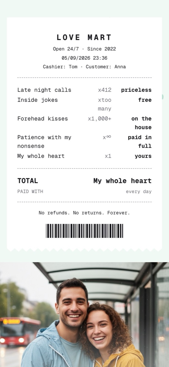 Receipt format, real example